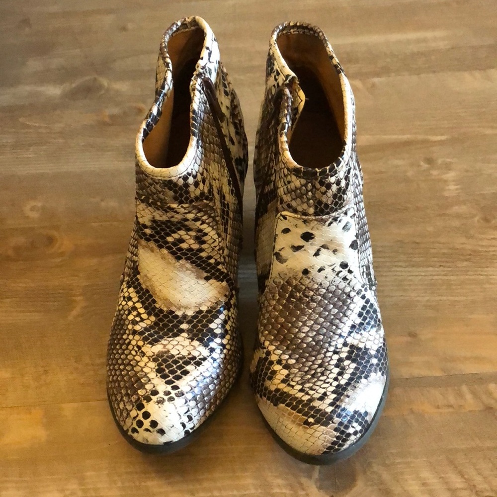 Snakeskin booties barely worn